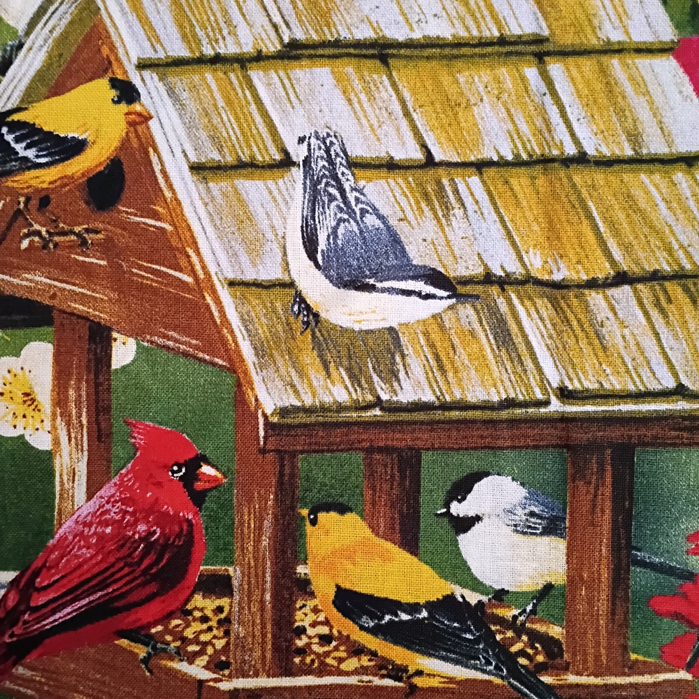 Colorful Birds Cotton Fabric. Price Per Yard.